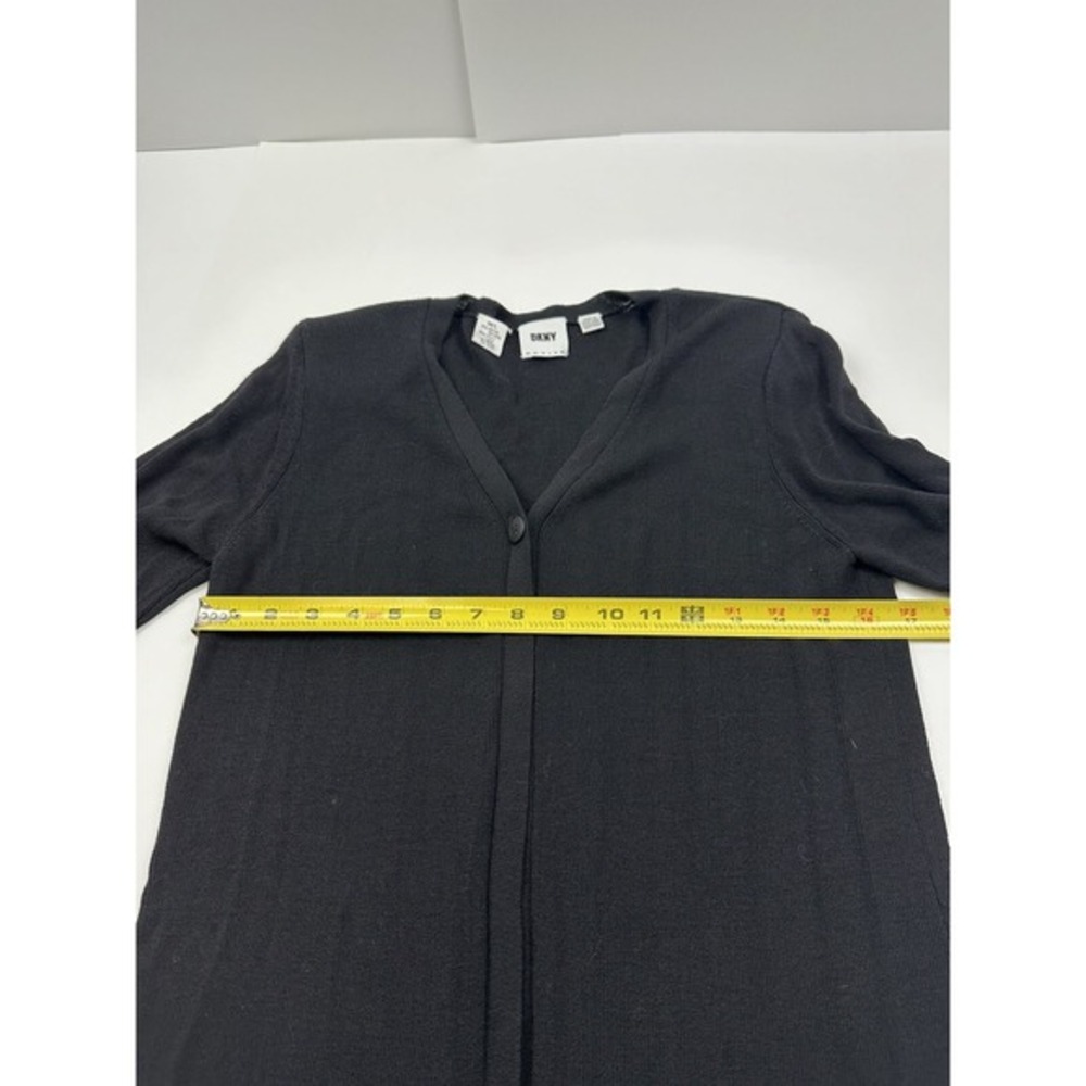 Vintage DKNY Long Cardigan Rayon And Wool Blend Black Size M/L Petite - Picture 4 of 6
